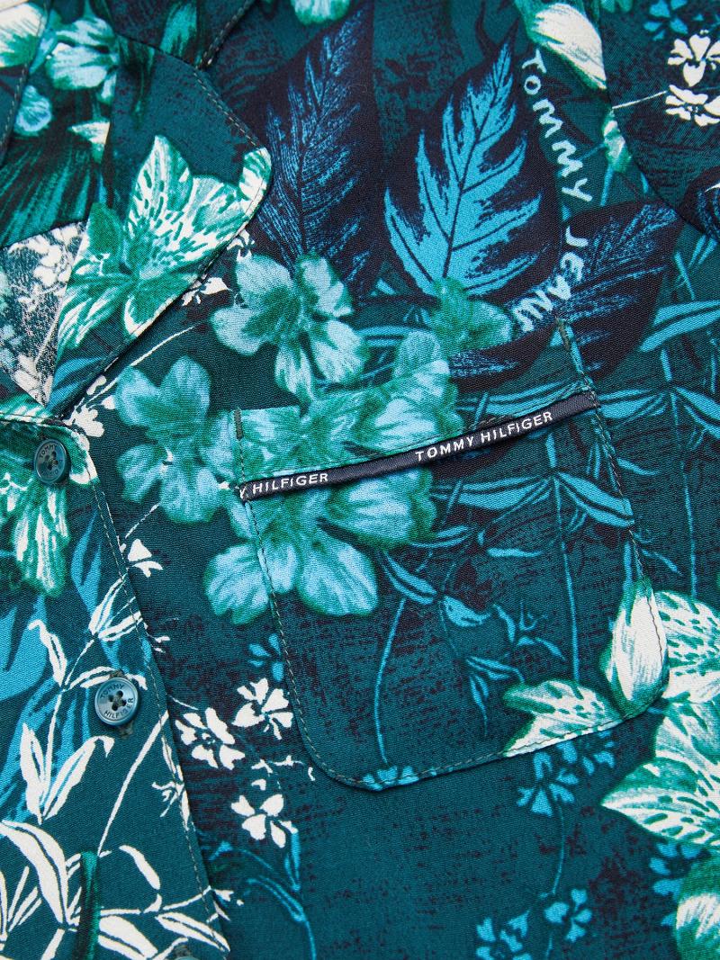 Lány Tommy Hilfiger Tropical Print Póló Zöld | HU 1955FDN